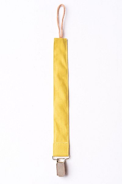 MyVera Mustard Pacifier Holder - Fabric Cotton Laced Pacifier Chain - Pacifier Holder