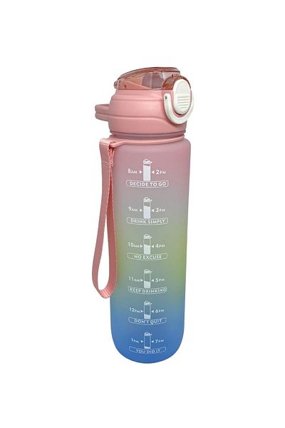 Vagonlife 1000ml Tritan Double Color Motivational Flask with Straw