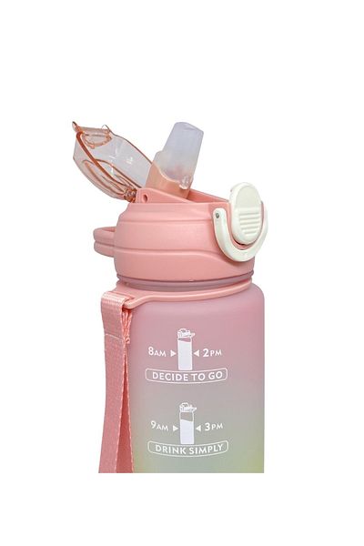 Vagonlife 1000ml Tritan Double Color Motivational Flask with Straw