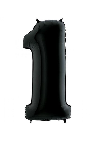Big Party 1 Number Black Foil Balloon 102 Cm