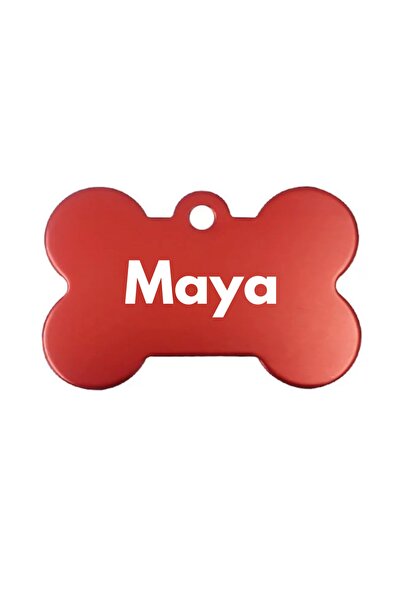 PATİMİO Isme Özel Çelik Kedi Köpek Isimlik Künyesi Kırmızı Renk