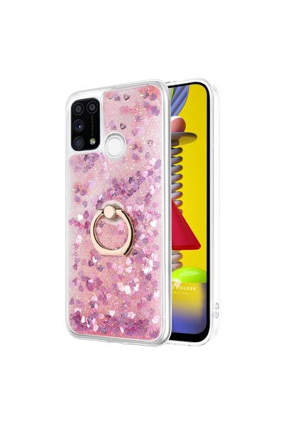 Microsonic Samsung Galaxy M31 Kılıf Glitter Liquid Holder Pembe