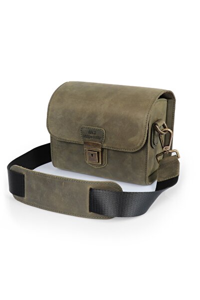 OttoAngelino Khaki Green Genuine Leather Camera Bag MG1722
