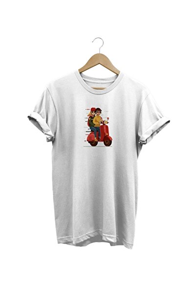FECCY Tricou cu imprimeu Scooter, 100% bumbac, imprimat digital