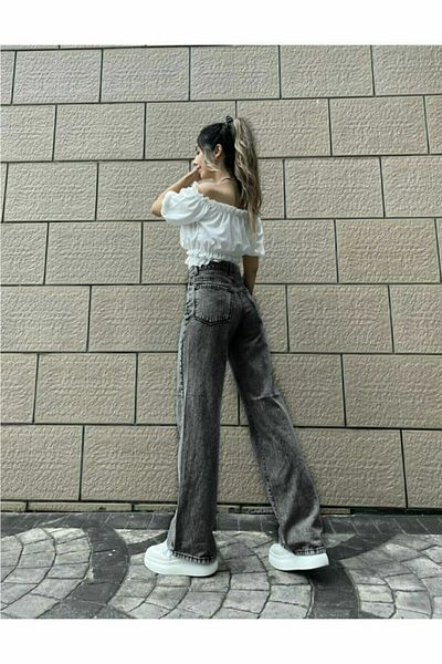 DRC trend Penelope Casual Smoked Super High Waist 90's Wide Leg Comfort Lycra Palazzo Jeans