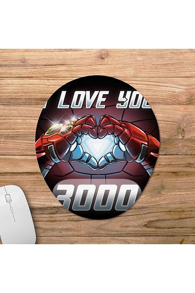 Pixxa لوحة ماوس I Love You 3000 Iron Man Avengers مع مسند للمعصم - 1 بيضاوي