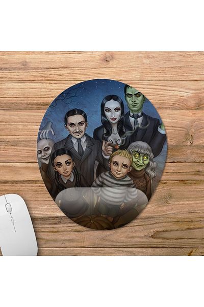 Pixxa نموذج لوحة ماوس يدعم المعصم من عائلة Addams - 3 بيضاوية