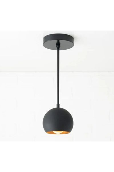RİOLİGHT Black Gold Single Modern Globe Metal Pendant Lamp - Chandelier Base, Diameter: 10cm and 15cm