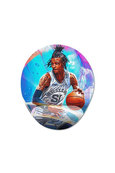 Pixxa Ja Morant - موديل لوحة ماوس Nba مع دعم للمعصم - 1 بيضاوي