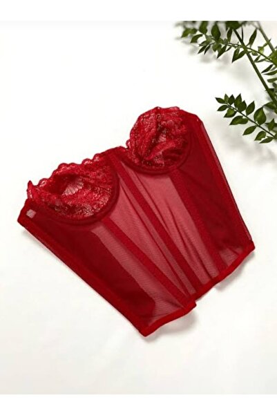 eos lingerie Bustieră din tul din dantelă roșie