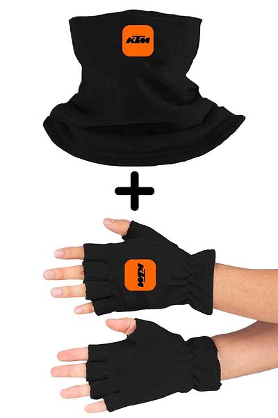 herotasarım Guler pentru gât cu mănuși negre Ktm - Set de 2 fleece Bll434