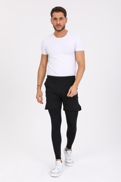 FİT WOMEN Unisex 2 in 1 Sports Fitness and Training Long Tights Shorts