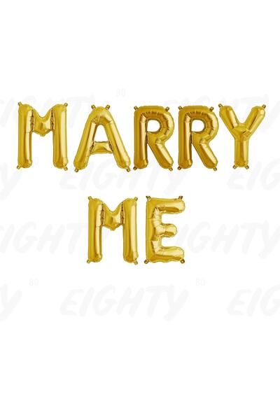 MFM Balon din folie de aur pentru petrecere Marry Me 100 cm