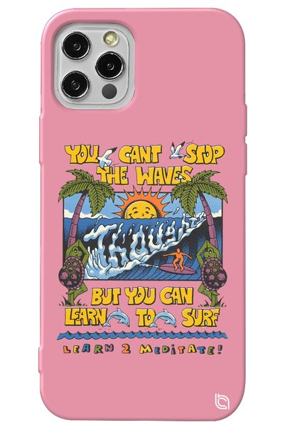 WANNA PROTECT iPhone 14 Pro Pink Premium Velvet Waves Patterned Silicone Phon...