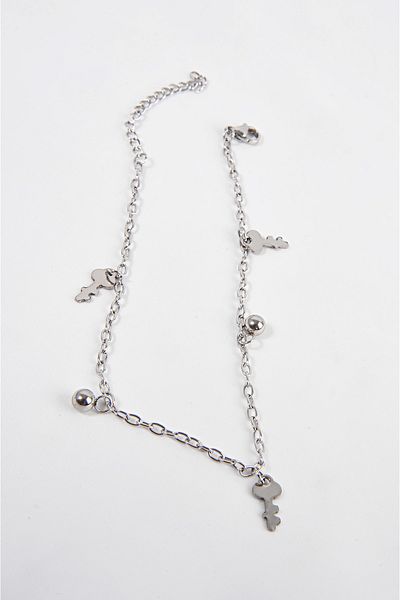 EUROMODA Steel Key Beaded Figured Steel Anklet Foot Accessory