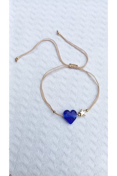 Atolye Ferda Heart Handmade Glass Murano Anklet Bracelet