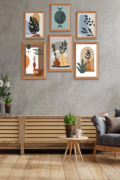 no77decor 6 Parça Bohem Sanatsal Tarzında (ahşap Çerçeve Görünümlü) Uv Baskı ...