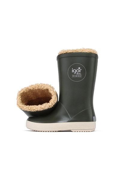 IGOR W10207 Splash Nautico Cizme de ploaie pentru copii din shearling kaki