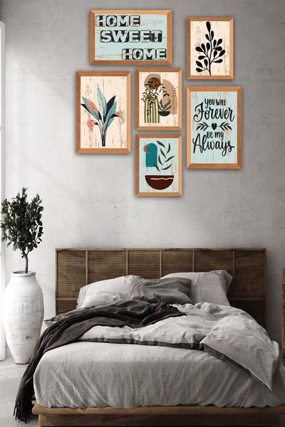 Conceptione 6 Parça Bohem Tarzında Sanatsal Home (ahşap Çerçeve Görünümlü) Uv...