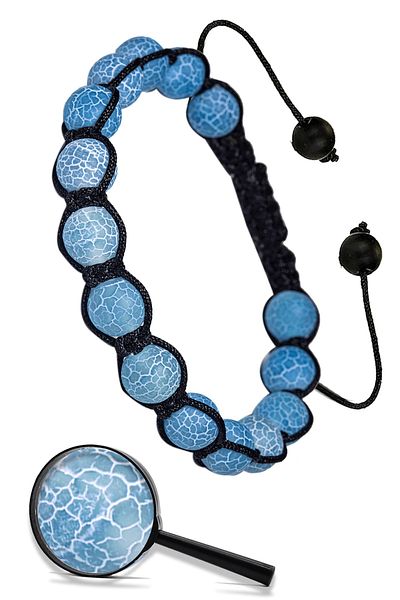 Tesbih Atölyesi Certified Veined Blue Agate Stone Natural Stone Bracelet