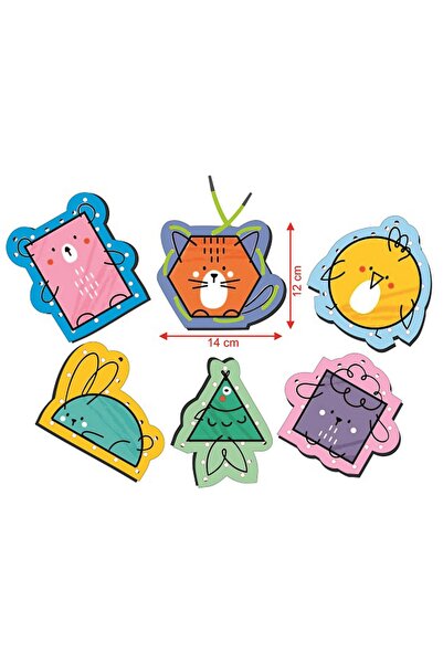 eryatex Ahşap Oyuncak Montessori Ip Geçirme Eğitici Oyuncak Delikli Renkli El Kas Zeka Geliştirici Oyuncak