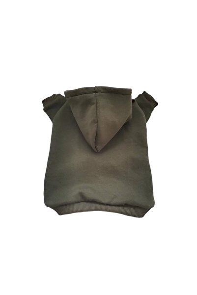 atelyu سويت شيرت بقلنسوة بلون كاكي من سلسلة ملابس القطط والكلاب