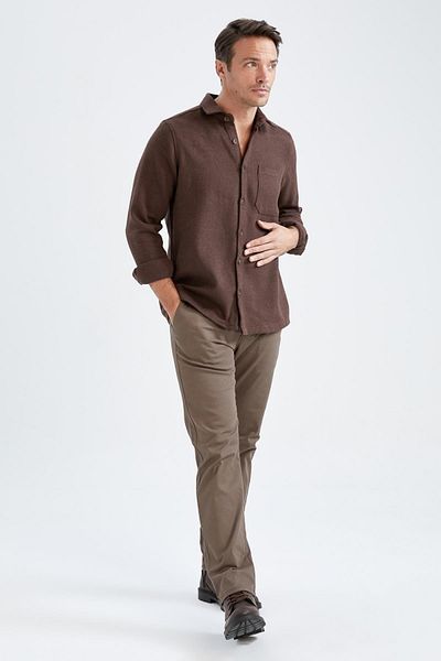 DeFacto Košile Regular Fit Polo Lapel Lumber Long Sleeve Shirt Z1336az22wn