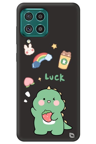 WANNA PROTECT Samsung M32 Black Premium Velvet Dinosaur Patterned Silicone Ph...