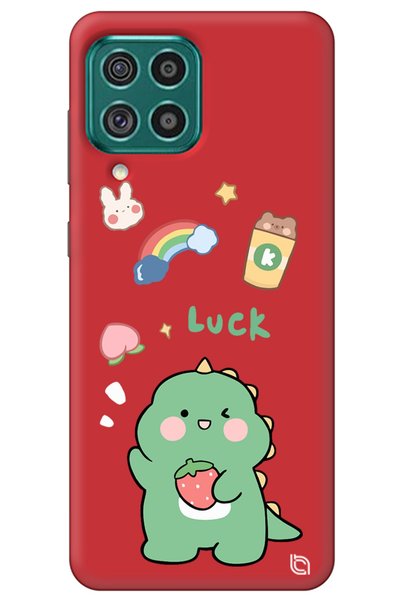 WANNA PROTECT Samsung A22 Red Premium Velvet Dinosaur Patterned Silicone Phon...