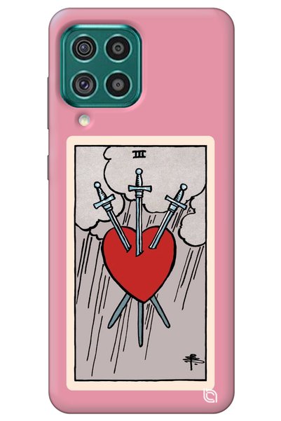 WANNA PROTECT Samsung M32 Pink Premium Velvet Inside Tarot Heart Patterned Si...