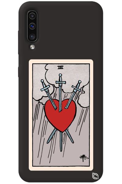 WANNA PROTECT Samsung A50 Black Premium Velvet Inside Tarot Heart Patterned S...