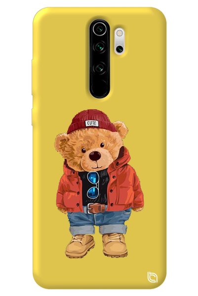 WANNA PROTECT Xiaomi Redmi Note 8 Pro Yellow Premium Velvet Teddy Bear Patter...