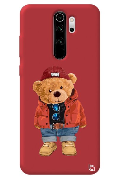 WANNA PROTECT Xiaomi Redmi Note 8 Pro Red Premium Velvet Teddy Bear Patterned...