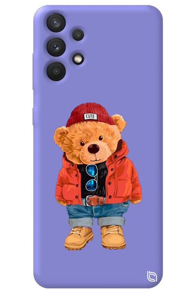 WANNA PROTECT Samsung A23 4g Lilac Premium Velvet Teddy Bear Patterned Silico...
