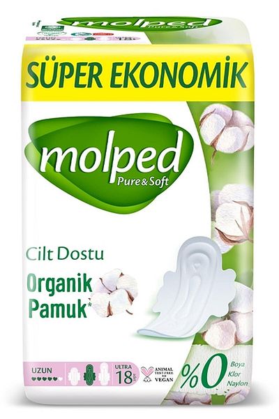 Molped Sanitary Pad - Pure & Soft Super Eco, 18 Pack Long X 6 Pack