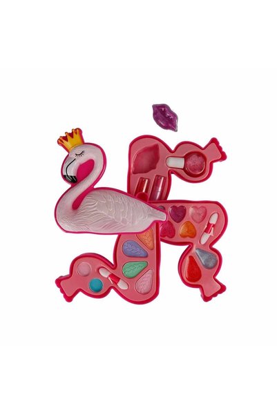 Sunman Pretty Pinky Flamingo Şekilli 2 Katmanlı Oyuncak Makyaj Seti