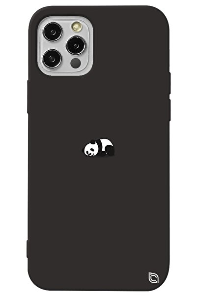 WANNA PROTECT Iphone 14 Pro Siyah Içi Kadife Panda Desenli Silikon Telefon Kı...