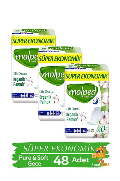 Molped Hygienic Pads Pure & Soft Super Eco 16 Pack Night