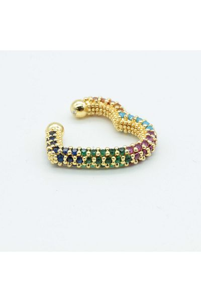 MAZEN Heart Figured Colorful Zircon Stone Fake Cartilage Ear Cuff - Apm Earrings