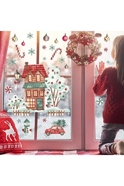 Sticker Ekspres مجموعة ملصقات حائط زجاجية للباب بتصميم حكاية الشتاء لعيد المي...