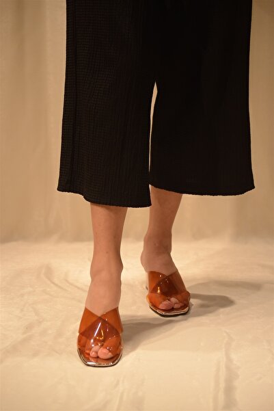 Isy Kadın Bakır Şeffaf Çapraz Bant Topuklu Terlik