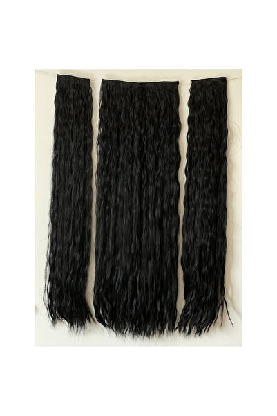 Fenomen Peruk Ημιμήνια+2 Πλαϊνά Μαύρα Κυματιστά Κουμπώματα