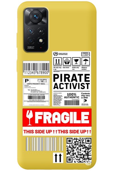 WANNA PROTECT Xiaomi Redmi Note 11 Pro Yellow Premium Velvet Fragile Patterne...