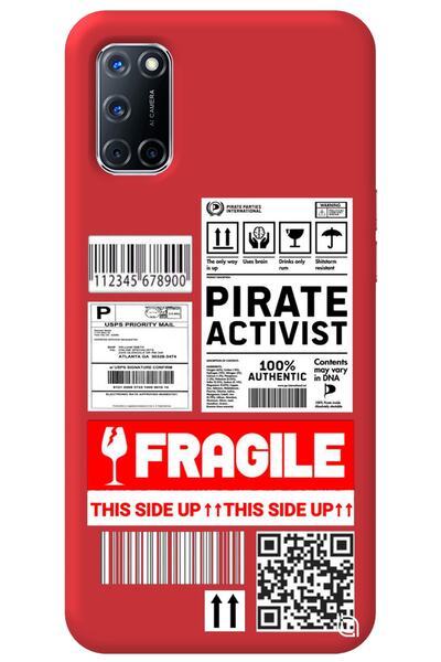WANNA PROTECT Oppo A72 Red Premium Velvet Inside Fragile Patterned Silicone P...