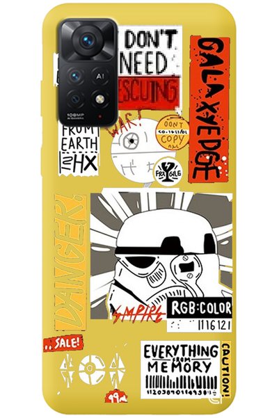 WANNA PROTECT Xiaomi Redmi Note 11 Pro Yellow Premium Velvet Danger Patterned...