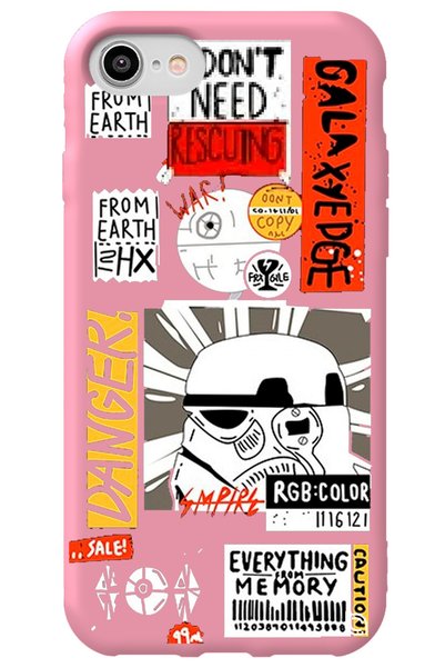 WANNA PROTECT iPhone 7 Pink Premium Velvet Danger Patterned Silicone Phone Case