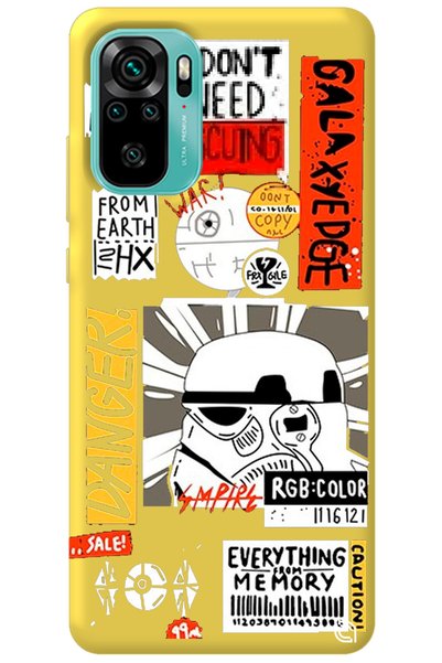 WANNA PROTECT Xiaomi Redmi Note 10S Yellow Premium Velvet Danger Patterned Si...
