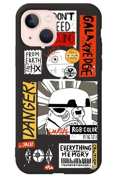 WANNA PROTECT iPhone 14 Plus Black Premium Velvet Danger Patterned Silicone P...