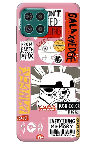 WANNA PROTECT Samsung A22 Pink Premium Velvet Inside Danger Patterned Silicon...