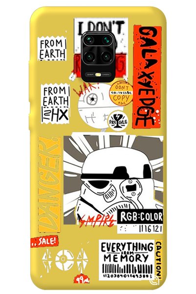 WANNA PROTECT Xiaomi Redmi Note 9S Yellow Premium Velvet Danger Patterned Sil...